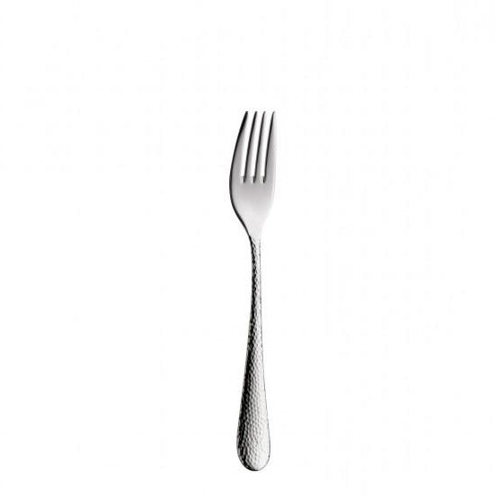 Dessert fork Sitello, stainless 18/10 polished, hammered length 7 1/2 in. - Mabrook Hotel Supplies