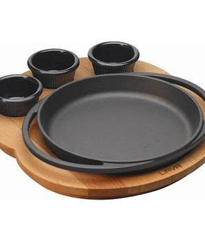 LAVA ROUND DISH AND WOODEN PLATTER WITHOUT SAUCE CUPS - š?20 CM - Mabrook Hotel Supplies