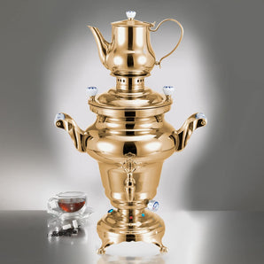 BEEM SAMOVAR REBECCA GOLD PLATED 5L WITH TEA POT - Mabrook Hotel Supplies