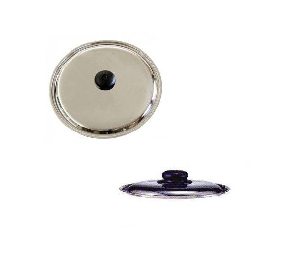 STEEL LID WITH BLACK KNOB 28 CM - Mabrook Hotel Supplies