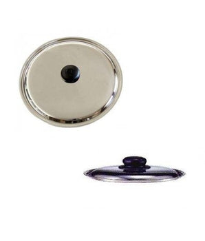 STEEL LID WITH BLACK KNOB 28 CM - Mabrook Hotel Supplies