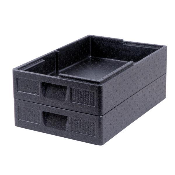 SALTO THERMO FUTURE BOX, GN1/1,WITHOUT LID,(LID CODE:10093)COLOR: BLACK, CAPACITY: 21 L, WITH ERGONOMIC HANDLES AND SPACE FOR LABELING SYSTEM. INSIDE DIM: 538X337X120 MM. OUTSIDE DIM: 600X400X120 MM. - Mabrook Hotel Supplies