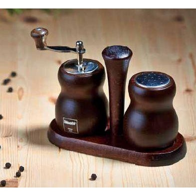 BISETTI PEPPER MILL AND SALT SHAKER SET IN WALNUT WOOD - 10 CM - Mabrook Hotel Supplies