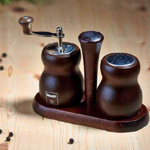 BISETTI PEPPER MILL AND SALT SHAKER SET IN WALNUT WOOD - 10 CM - Mabrook Hotel Supplies