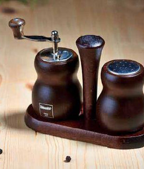 BISETTI PEPPER MILL AND SALT SHAKER SET IN WALNUT WOOD - 10 CM - Mabrook Hotel Supplies