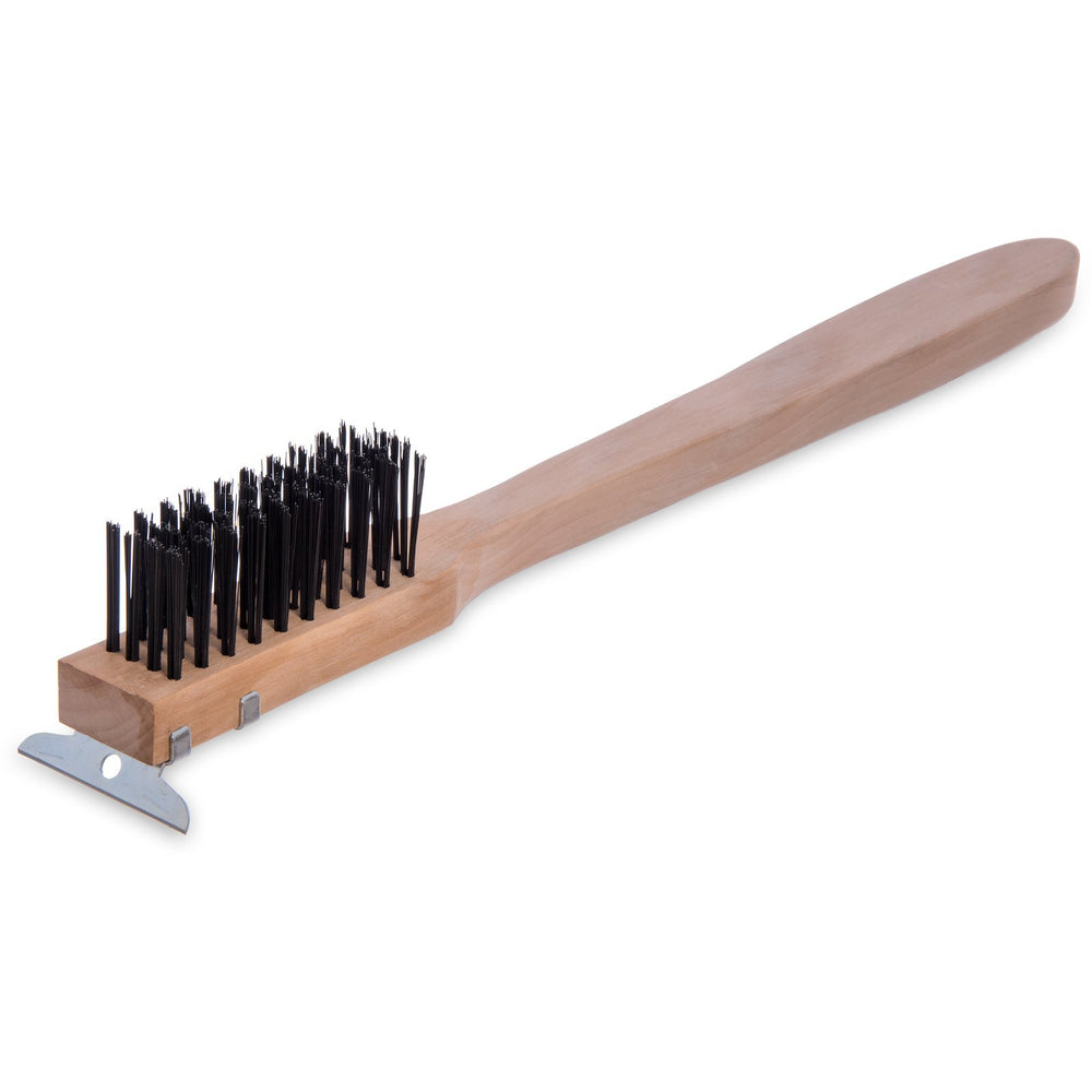 WOOD HANDLE SCRAPER WITH CARBON STEEL BRISTLES DIM-BRUSH SIZE:13.97CM, OVERALL LENGTH:50.80CM, WIDTH:6.35CM - Mabrook Hotel Supplies