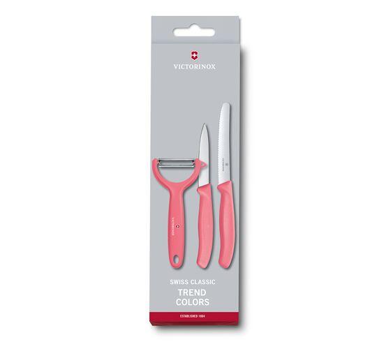 VICTORINOX PARING KNIFE SET WITH PEELER, 3 PIECES - LIGHT RED - Mabrook Hotel Supplies