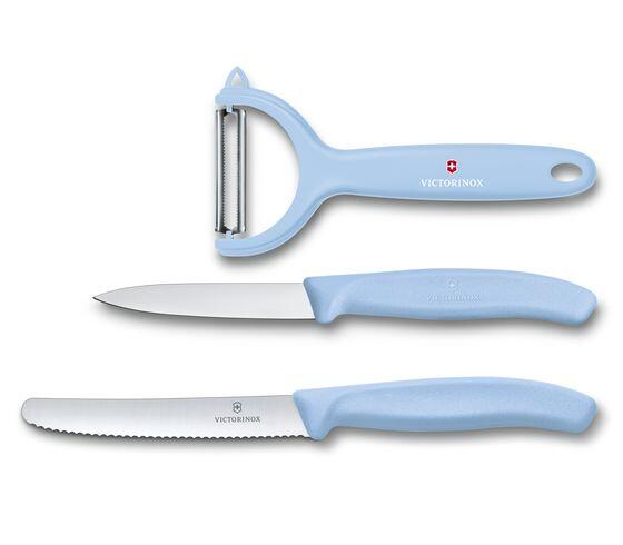 VICTORINOX PARING KNIFE SET WITH PEELER, 3 PIECES - LIGHT BLUE - Mabrook Hotel Supplies
