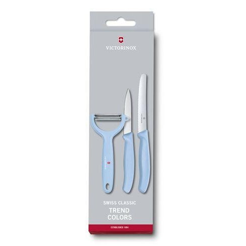 VICTORINOX PARING KNIFE SET WITH PEELER, 3 PIECES - LIGHT BLUE - Mabrook Hotel Supplies