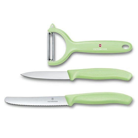VICTORINOX PARING KNIFE SET WITH PEELER, 3 PIECES - LIGHT GREEN - Mabrook Hotel Supplies