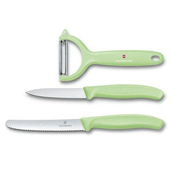 VICTORINOX PARING KNIFE SET WITH PEELER, 3 PIECES - LIGHT GREEN - Mabrook Hotel Supplies