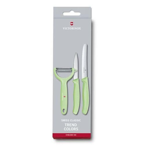 VICTORINOX PARING KNIFE SET WITH PEELER, 3 PIECES - LIGHT GREEN - Mabrook Hotel Supplies