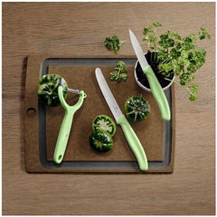 VICTORINOX PARING KNIFE SET WITH PEELER, 3 PIECES - LIGHT GREEN - Mabrook Hotel Supplies