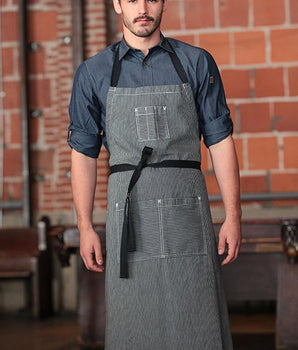 PORTLAND DENIM STRIPE CHEF APRON,COLOR:INDIGO BLUE - Mabrook Hotel Supplies