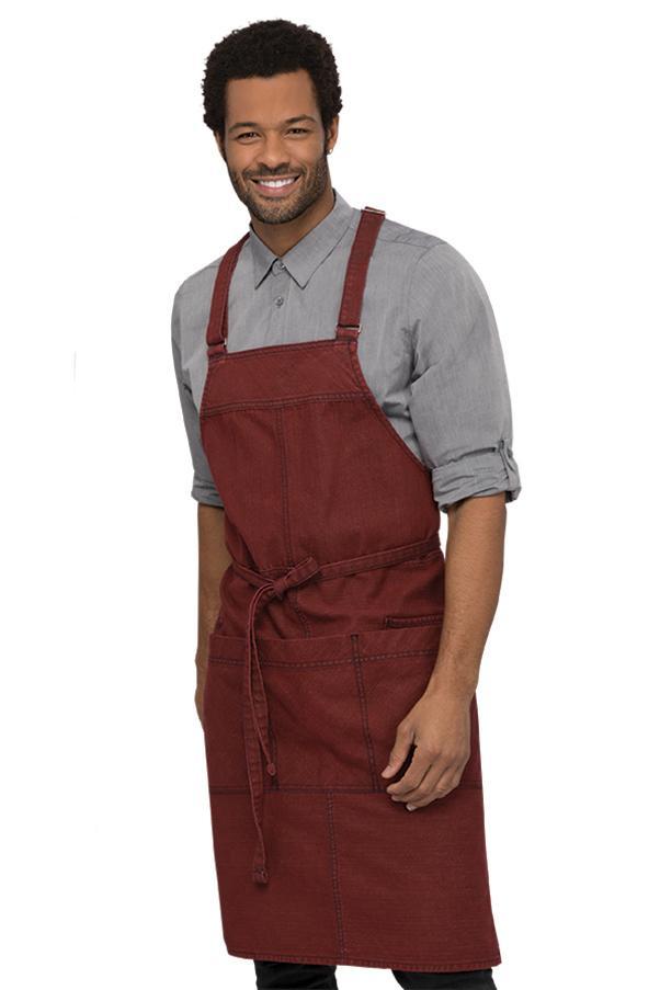 UPTOWN CROSS BACK BIB APRON URBAN,COLOR:RED-NAVY - Mabrook Hotel Supplies