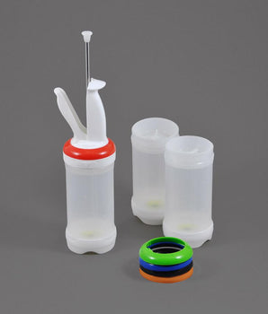 16oz Portion Pal Kit: One dispenser & three bottles with 3-h - Mabrook Hotel Supplies