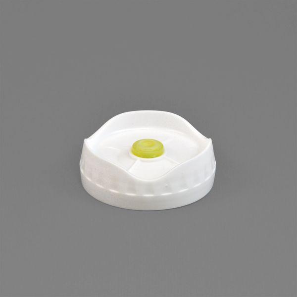 1 Hole Portion Pal Dispensing Cap with Medium Yellow Valve - Mabrook Hotel Supplies