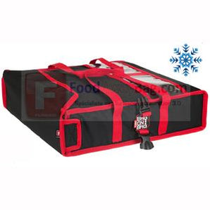 THERMAL BAG, COLOR: RED, CAPACITY: 2 PIZZA BOXES 50X50 CM, SIDE POCKETS FOR DRINKS, DURABLE AND EASILY WASHABLE MATERIALS. DIM: 54X54X12 H CM. - Mabrook Hotel Supplies