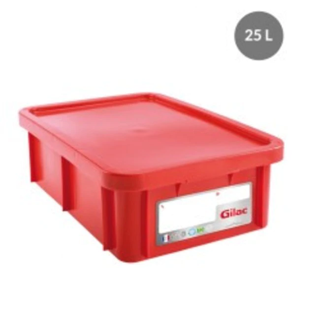 "RECTANGULAR CONTAINER WITH LID, COLOR: RED, CAPACITY: 25 L," - Mabrook Hotel Supplies