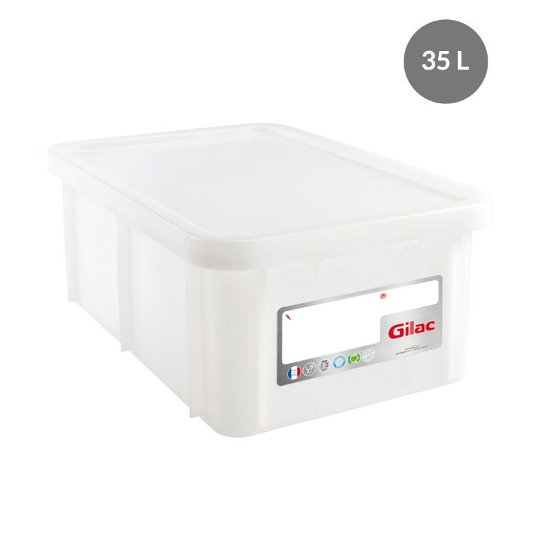 "RECTANGULAR CONTAINER WITH LID, COLOR: WHITE, CAPACITY 35 L" - Mabrook Hotel Supplies