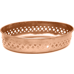 OVAL FRUIT BASKET-MEDIUM,S/S PLAIN VINTAGE ROSE GOLD FINISH,DIM:23.5X15.5X6.5CM (PUNCHING DESIN) - Mabrook Hotel Supplies