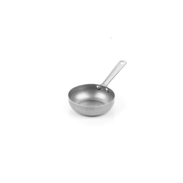 MINI BYTES FRY PAN WITH S/S HANDLES ,S/S PLAIN VINTAGE FINISH,DIM:8.25X2.5 CM,CAP:120 ML( - Mabrook Hotel Supplies