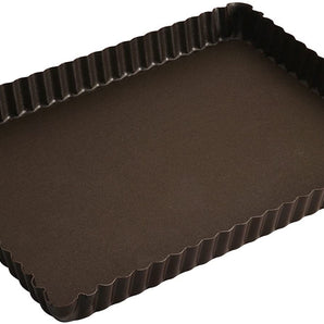 RECTANGULAR TART MOULD - FLUTED EDGES - FIXED BOTTOM - NON S - Mabrook Hotel Supplies