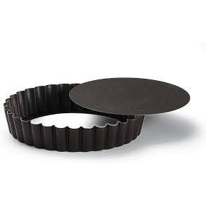 ROUND FLUTED TART MOULD - LOOSE BOTTOM - NON STICK L: 140mm - Mabrook Hotel Supplies