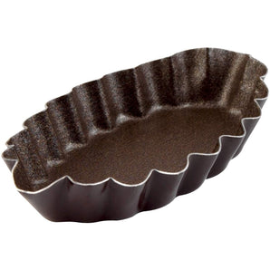 FLUTED OVAL BOAT MOULD - NON STICK L: 120mm H: 14mm - Mabrook Hotel Supplies