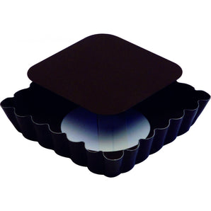 SQUARE TART MOULD - FLUTED EDGES - LOOSE BOTTOM - NON STICK - Mabrook Hotel Supplies