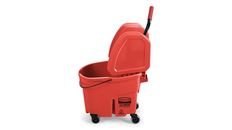 RUBBERMAID WAVEBRAKE® 35 QT DOWN-PRESS BUCKET AND WRINGER, RED - Mabrook Hotel Supplies