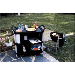 UTILITY CART WITH ENCLOSED END PANELS ON 3 SIDES, BLACK - Mabrook Hotel Supplies