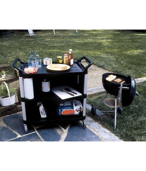 UTILITY CART WITH ENCLOSED END PANELS ON 3 SIDES, BLACK - Mabrook Hotel Supplies