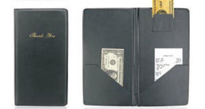 "GUEST CHECK HOLDER BLACK 10-12""x5-1/""2, W/GOLD ""Thank you""" - Mabrook Hotel Supplies