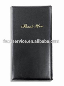 "GUEST CHECK HOLDER BLACK 9""x5"",  W/GOLD ""Thank you"" IMPRINT" - Mabrook Hotel Supplies