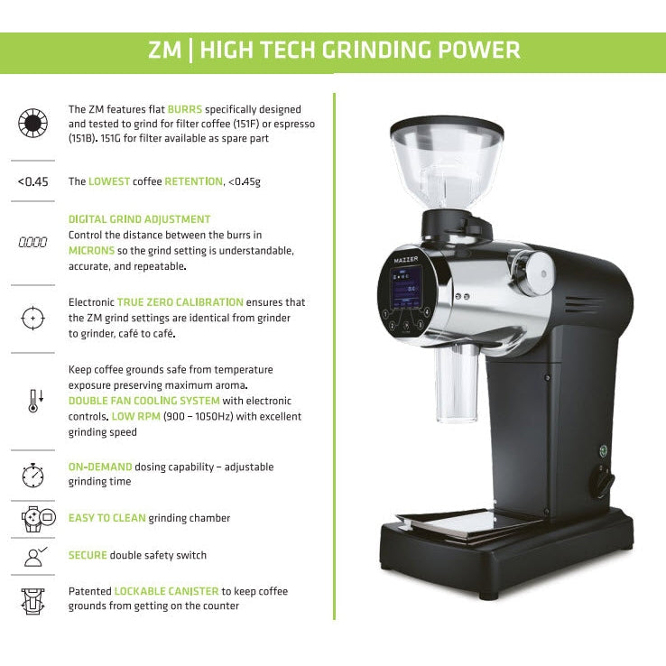 Mazzer ZM Filter On Demand Black Digital Espresso Coffee - Mabrook Hotel Supplies