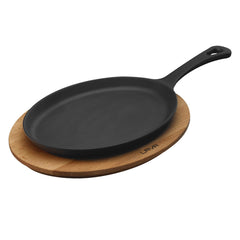 FAJITA PLATE AND WOODEN PLATTER ; 17x23cm; SKILLET OVAL - Mabrook Hotel Supplies