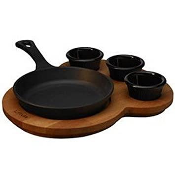 ROUND SKILLET AND WOODEN SERVICE PLATTER; ?16cm (souce cups - Mabrook Hotel Supplies
