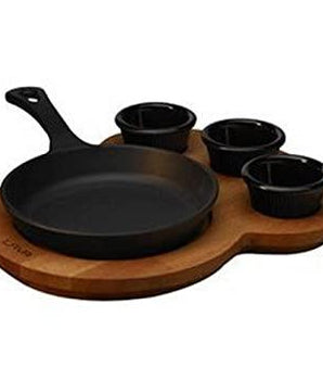 ROUND SKILLET AND WOODEN SERVICE PLATTER; ?16cm (souce cups - Mabrook Hotel Supplies