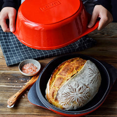 LAVA CAST BREAD POT RECTANGLE SIZE 24X27CM. - RED - Mabrook Hotel Supplies