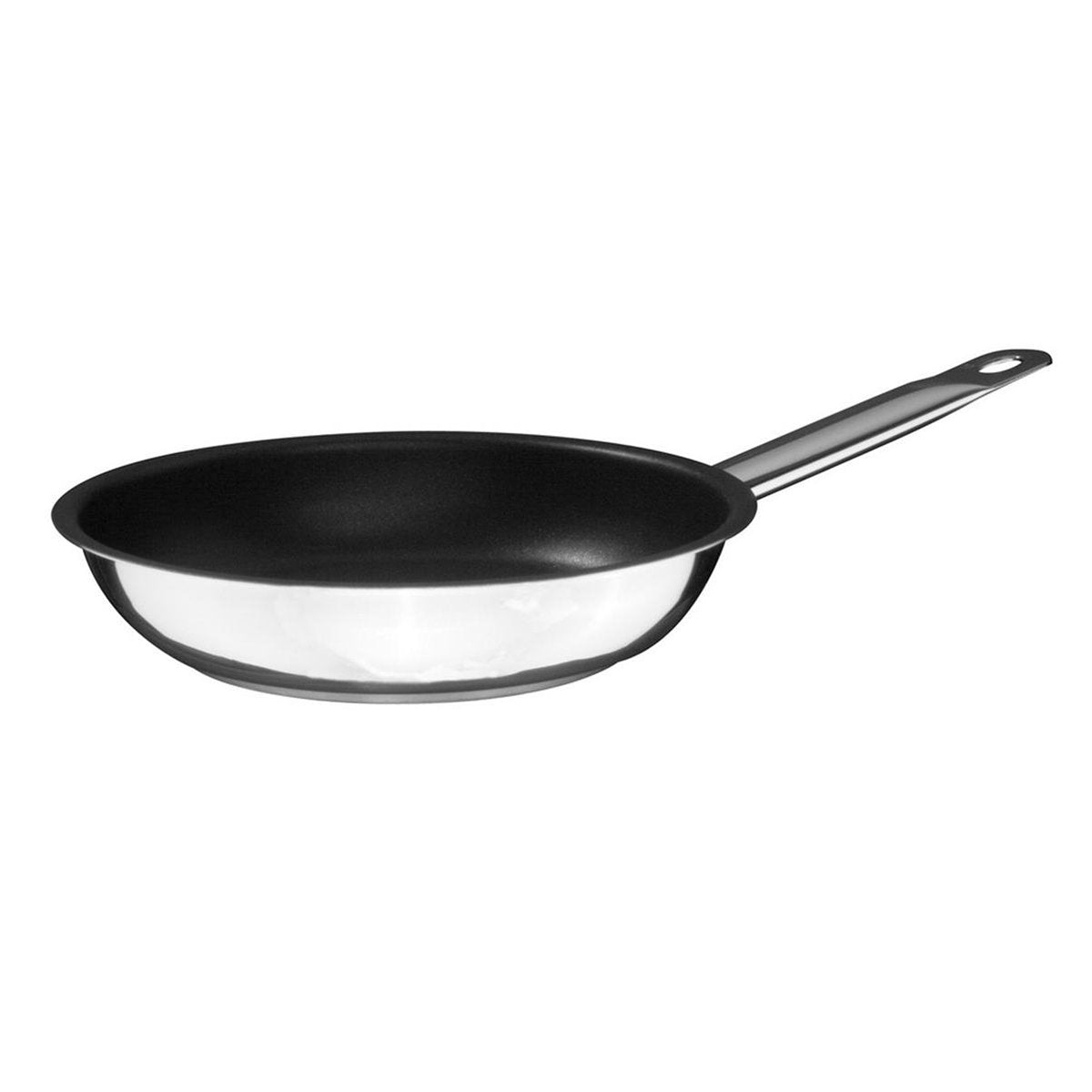 S/S FRYPAN, NON STICK COATED , MIRRIR FINISHED, Size:28X05 cm. - Mabrook Hotel Supplies