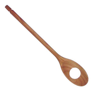 HEAVY PAINTED SPOON IN CHERRY-WOOD WITH HOLE  32 CM. - Mabrook Hotel Supplies