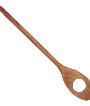 HEAVY PAINTED SPOON IN CHERRY-WOOD WITH HOLE  32 CM. - Mabrook Hotel Supplies