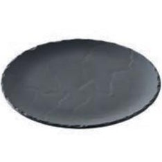 (649180)BASALT ROUND PLATE BLACK,MATT SLATE STYLE,DIA:16CM H-1CM - Mabrook Hotel Supplies