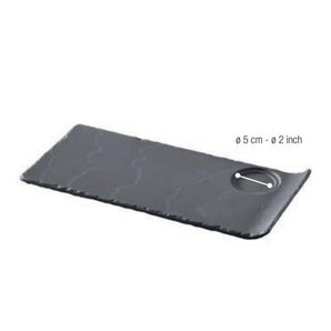 (643456)BASALT GOURMAND TRAY,FOR COFFE &ESPPRESSO,BLACK,MATT SLATE STYLE,DIA:29X13.4X1.5CM - Mabrook Hotel Supplies