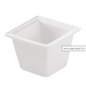 "001911 TIME SQUARE CUBE BOWL, WHITE, DIM: 6.5X6.5X4.7 CM, CA" - Mabrook Hotel Supplies