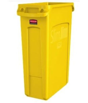 Rubbermaid Open Rectangular Slim Trash Can 23 Gal - Yellow - Mabrook Hotel Supplies