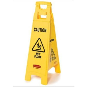 Rubbermaid "WET FLOOR" SIGN, 4 SIDED, 38", YELLOW - Mabrook Hotel Supplies