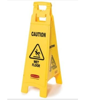 Rubbermaid "WET FLOOR" SIGN, 4 SIDED, 38", YELLOW - Mabrook Hotel Supplies