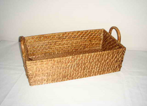 "RECTANGULAR RATTAN BASKET W/HANDLES, DIM: 38x20xH12CM." - Mabrook Hotel Supplies